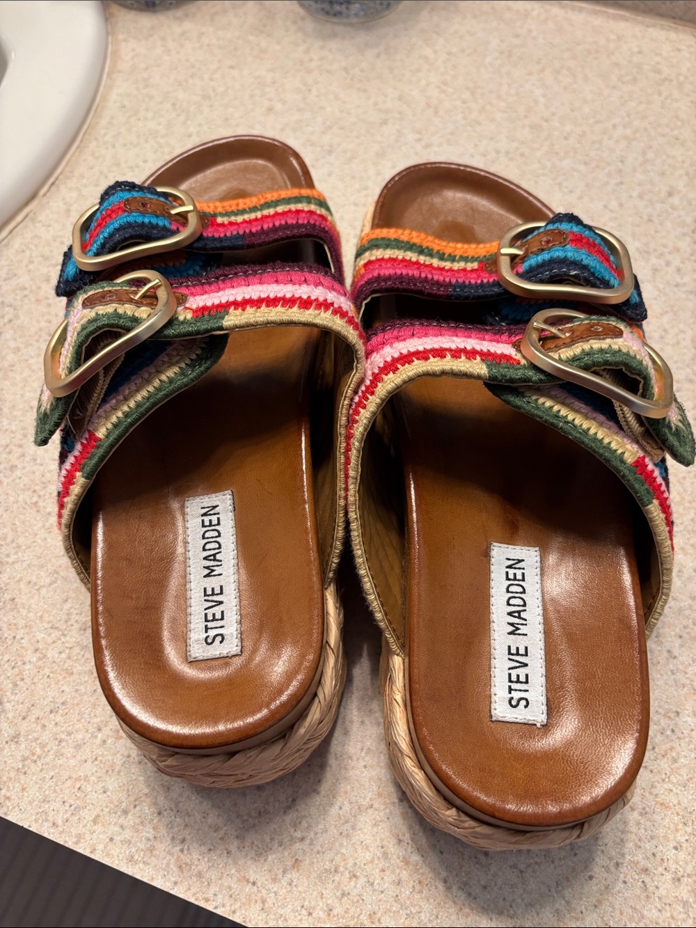 Steve Madden Multicolor Crochet Buckle Mules - Picture 4 of 5